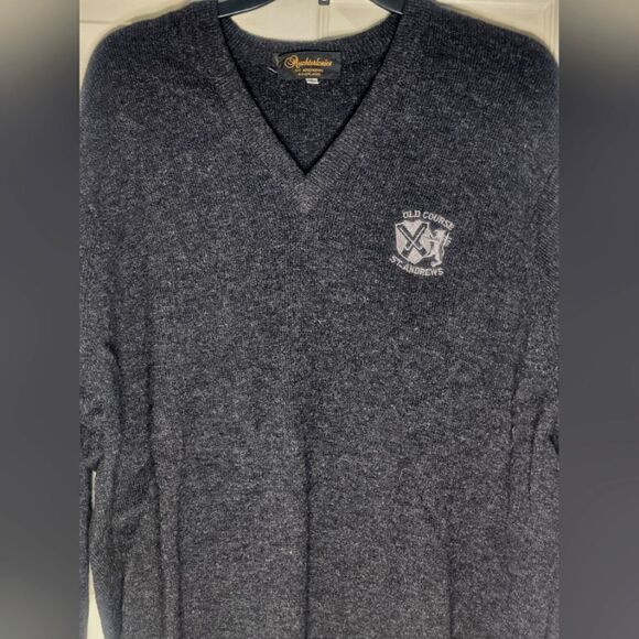 Auchterliones St Andrew SCOTLAND 112/44" XL BlackKnit 100%WOOL Lslv Men Sweater - Picture 2 of 7